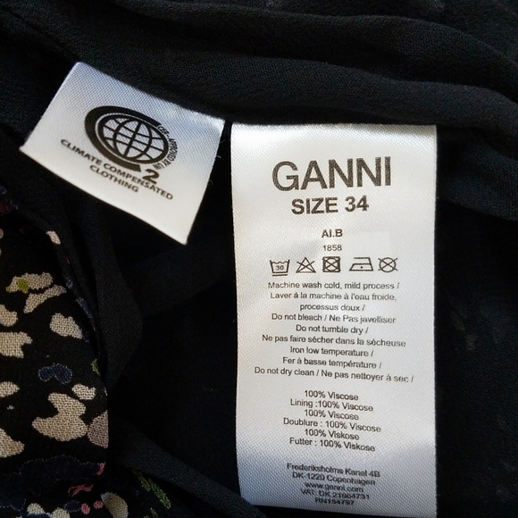 Ganni Floral Print Georgette Wrap Dress - Picture 12 of 12